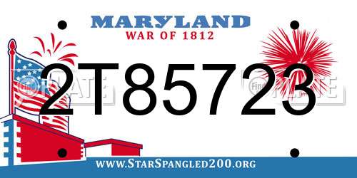 2T85723 Maryland License Plate