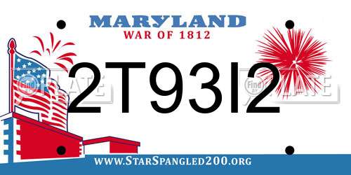 2T93I2 Maryland License Plate