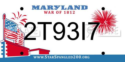 2T93I7 Maryland License Plate