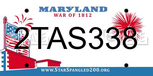 2TAS338 Maryland License Plate