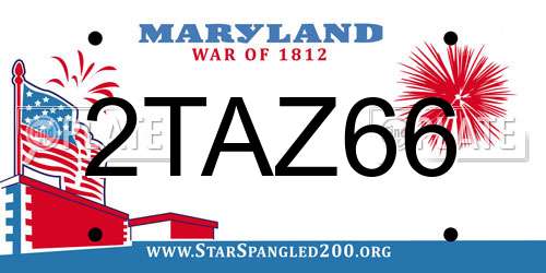 2TAZ66 Maryland License Plate