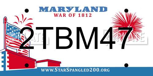2TBM47 Maryland License Plate
