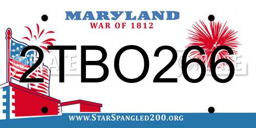 2TBO266 Maryland License Plate