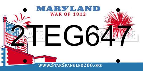 2TEG647 Maryland License Plate