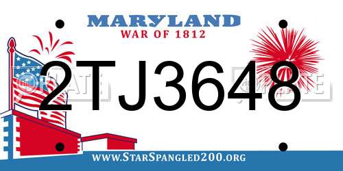 2TJ3648 Maryland License Plate