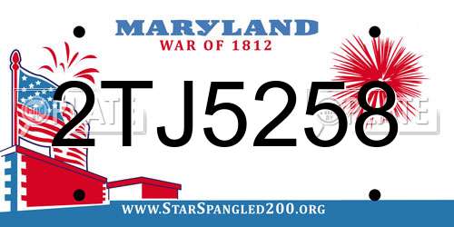 2TJ5258 Maryland License Plate