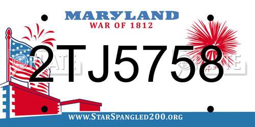 2TJ5758 Maryland License Plate