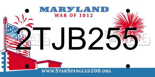 2TJB255 Maryland License Plate