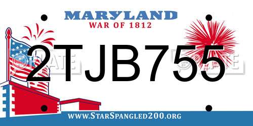 2TJB755 Maryland License Plate