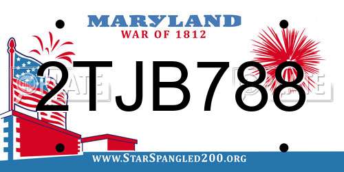 2TJB788 Maryland License Plate