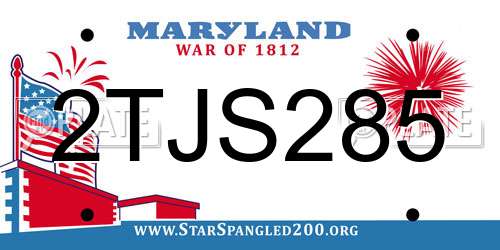 2TJS285 Maryland License Plate