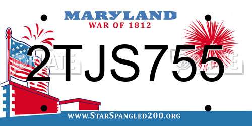2TJS755 Maryland License Plate