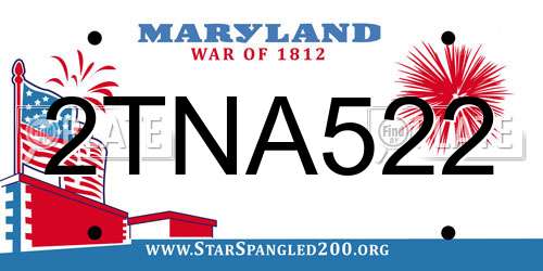 2TNA522 Maryland License Plate