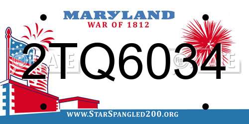 2TQ6034 Maryland License Plate