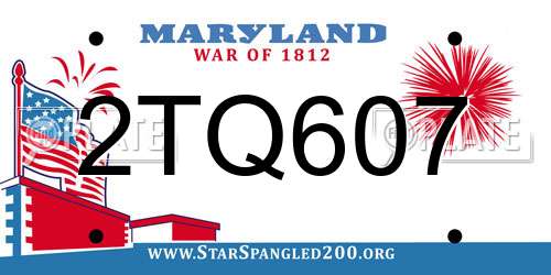 2TQ607 Maryland License Plate