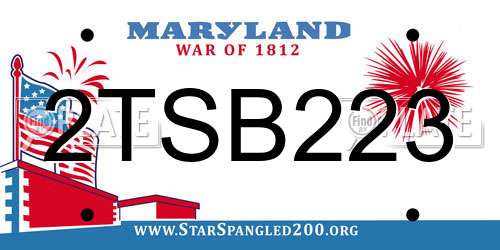 2TSB223 Maryland License Plate