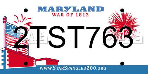 2TST763 Maryland License Plate