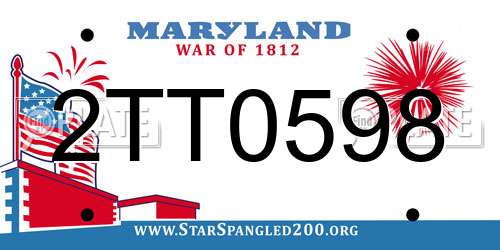2TT0598 Maryland License Plate