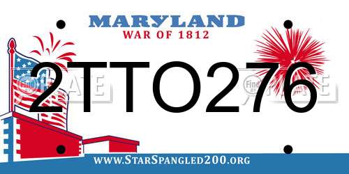 2TTO276 Maryland License Plate