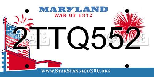 2TTQ552 Maryland License Plate