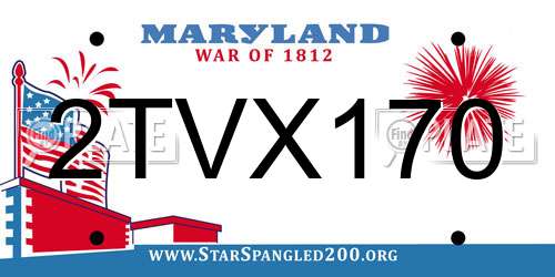 2TVX170 Maryland License Plate