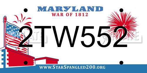 2TW552 Maryland License Plate