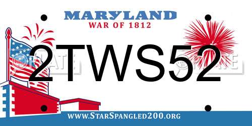 2TWS52 Maryland License Plate