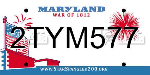 2TYM577 Maryland License Plate