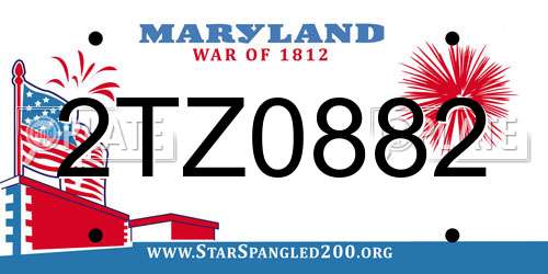 2TZ0882 Maryland License Plate