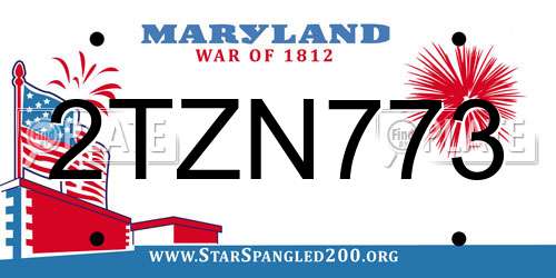 2TZN773 Maryland License Plate