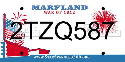 2TZQ587 Maryland License Plate