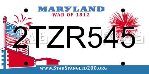 2TZR545 Maryland License Plate