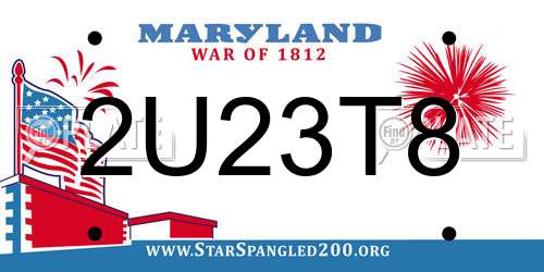 2U23T8 Maryland License Plate