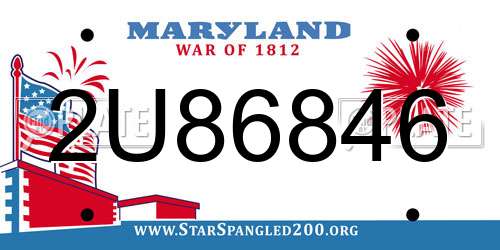 2U86846 Maryland License Plate
