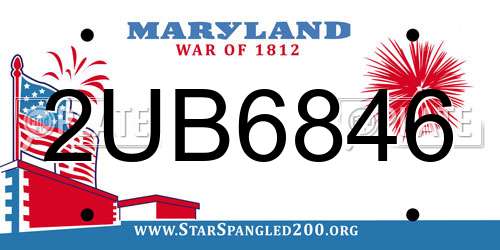 2UB6846 Maryland License Plate