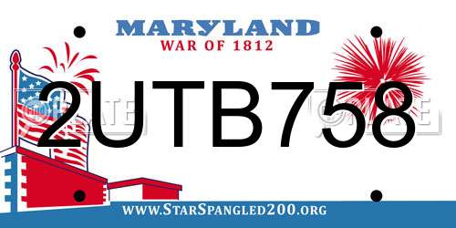 2UTB758 Maryland License Plate