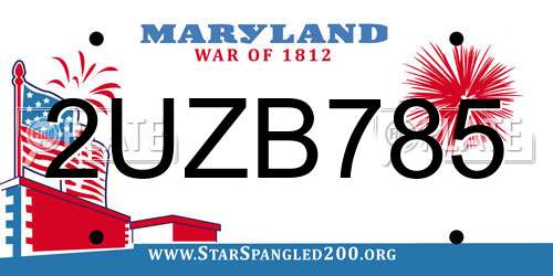 2UZB785 Maryland License Plate