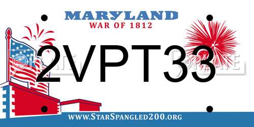 2VPT33 Maryland License Plate