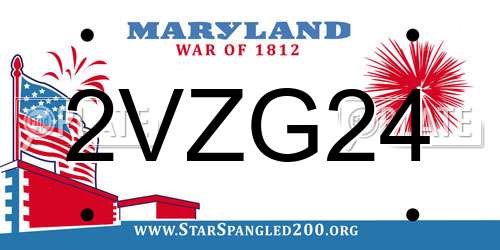 2VZG24 Maryland License Plate