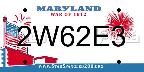 2W62E3 Maryland License Plate