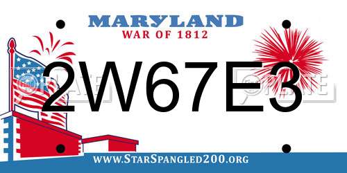 2W67E3 Maryland License Plate