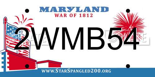 2WMB54 Maryland License Plate