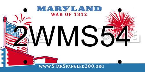 2WMS54 Maryland License Plate