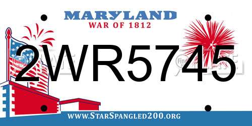 2WR5745 Maryland License Plate
