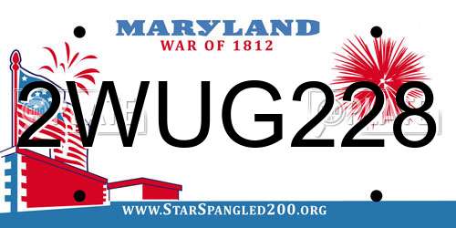 2WUG228 Maryland License Plate