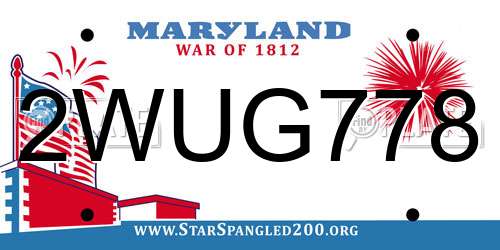 2WUG778 Maryland License Plate