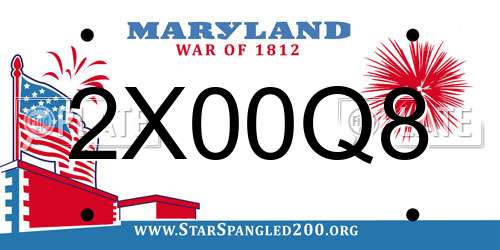 2X00Q8 Maryland License Plate