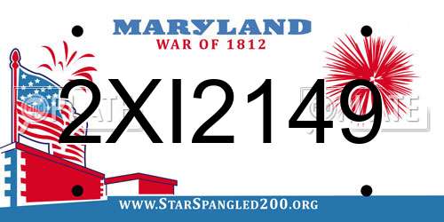 2XI2149 Maryland License Plate