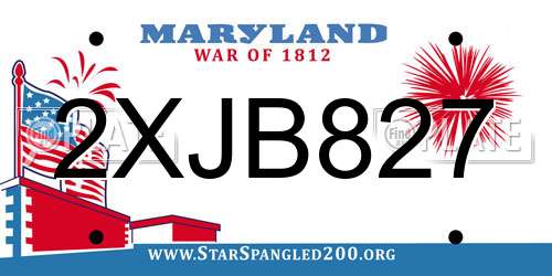 2XJB827 Maryland License Plate