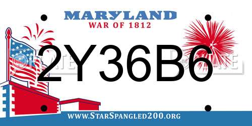 2Y36B6 Maryland License Plate